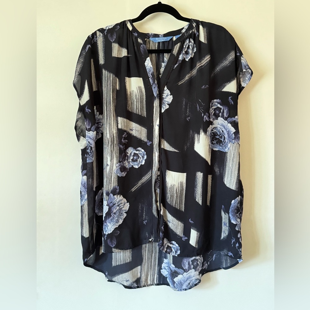 Simply Vera Floral Cap Sleeve Blouse Size XL